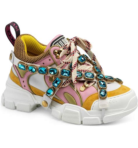 gucci flashtrek sneakers outfit ideas|Gucci jeweled sneakers price.